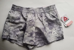 NEW Girls Reebok Lightweight Running Shorts Moisture Management Fabric Gray Camo - Picture 1 of 7