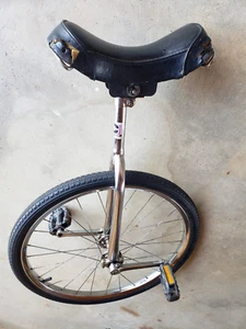 Vintage CyclePro Chromed Steel Unicycle 24" Wheel 29 Spoke 152 mm Cranks - Picture 1 of 11