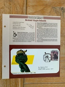 BRITISH VIRGIN ISLANDS BVI 1986 FDC STATUE OF LIBERTY TRIBUTE - Picture 1 of 1