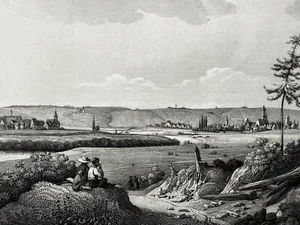 Volkach Unterfranken Bayern Gesamtansicht Stahlstich 1847 Carl Mayer Bamberger - Bild 1 von 9