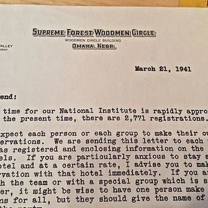 Masonic Letterhead from the Supreme Forest Woodmen Circle of Omaha, Neb - Picture 1 of 3