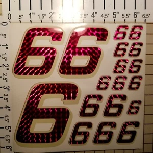 Prismatic Red w/ Creme #6's Racing Numbers Vinyl Decal Sheet 1/10-1/12 slash - Picture 1 of 11