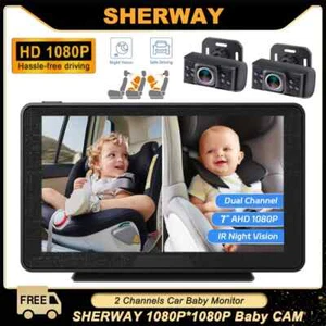 Baby Car Camera 7" 1080P FHD Dual Lens Screens Baby Backseat Monitor for 2 Kids - Picture 1 of 12