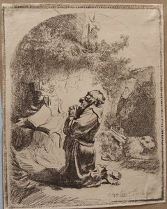 Saint Jérôme en prière - Ignace Joseph de Claussin (1795-1844) d'après Rembrandt - Picture 1 of 4