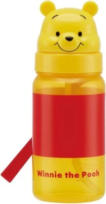 Skater Die Cut Cap Silicone Straw Blow Bottle Water Bottle 350ml Winnie The Pooh - Image 1 of 4