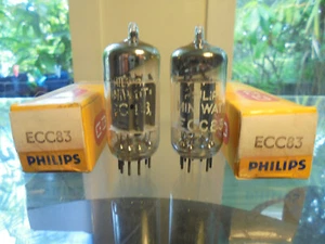 PHILIPS VALVO MC1 ECC83 12AX7 NOS PENNINO COPPIA TUBI VALVOLE VINTAGE TEDESCHI ANNI 50 - Foto 1 di 8