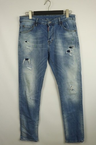 Jeans Dsquared2 blu denim cotone 5 tasche lavaggio medio effetto invecchiato gamba skinny 50