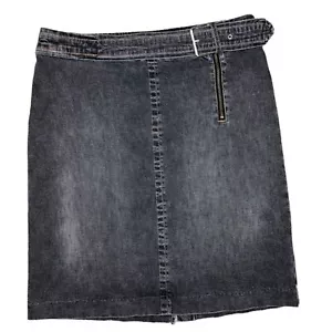 Tommy Hilfiger Denim Skirt Womens Size 4 Black Jean Belted - Picture 1 of 11