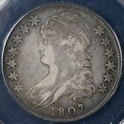 1807 50c Large Stars 50/20 Capped Bust Half Dollar ANACS VF 25 Cover