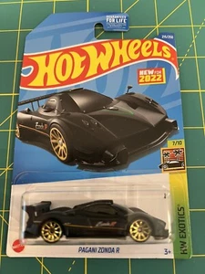 2022 HOT WHEELS PAGANI ZONDA R HW EXOTICS 7/10 BLACK NEW FOR 2022 - Picture 1 of 1