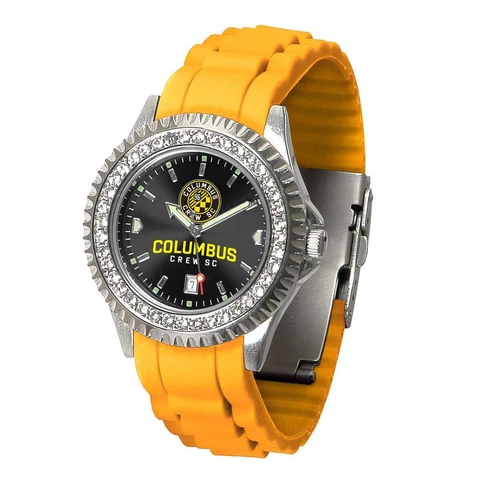 Ladies Columbus Crew Watch Silcone Band Crystal Bezel Cover