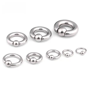 2 Pcs Big Spring Captive Bead Ring BCR PA Earring Prince Albert Piercing 12G-00G - Picture 1 of 5