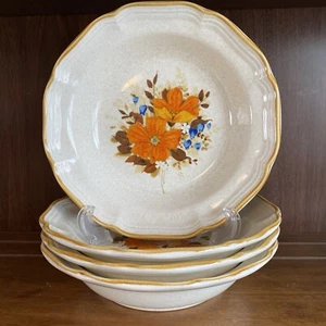 Mikasa Garden Club Flowerfest Bowls 8.5" Set Of 4 EC452 Vintage 70s Cottage Core - Picture 1 of 7