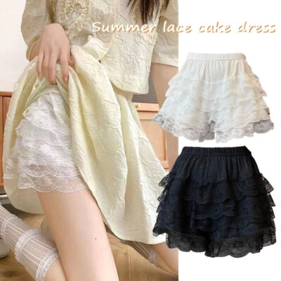 Womens Satin Lace Underwear Frilly Pettipants Bloomers Safety Lolita Short Pants - Image 1 of 4