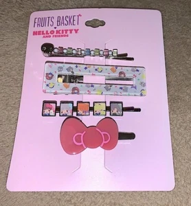 Fruits Basket X Hello Kitty and Friends Hair Clip Barrettes Set New on Card - Picture 1 of 1