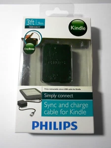 Philips 3Ft Retractable Micro USB Cable for Kindle - New Seal in Box - Picture 1 of 2
