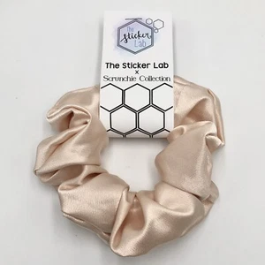 Handmade Women's Scrunchies Ivory Crepe Satin Hair Tie Size Regular - Picture 1 of 3