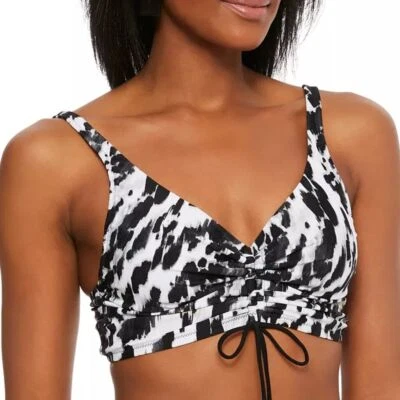 Top de bikini BAR III para mujer con cordón de onda de calor talla M negro blanco  Foto 1 de 2