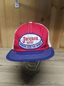 Cappello snapback vintage Jacques Seeds rosso bianco e blu USA K-Products camionista - Foto 1 di 8