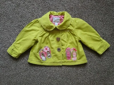 Next Baby Girls Age 12-18 Months Spring Mac Coat Linen Blend Bright Embroidery  - Image 1 of 4
