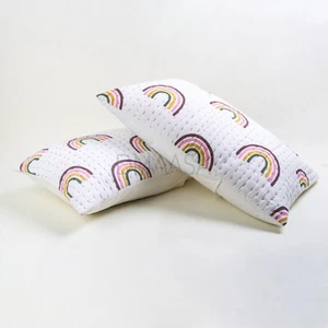 Hand Block Print Indian Pure Cotton Multi Color Kantha Pillow Cover 18x28" - Picture 1 of 5