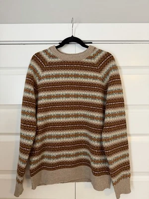 J. Crew Men 100% Lambswool Highland Fair Isle Sweater Medium M Crew Neck Preppy - Image 1 of 2