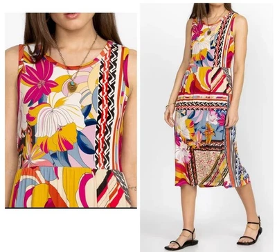 Vestido midi de bambú sin mangas floral de ajuste fácil Johnny Was Rachel May para mujer talla pequeña Foto 1 de 4