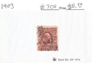 US #305 6c Claret "Andrew Garfield" usato 1903 - Foto 1 di 1