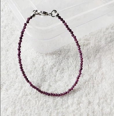 AA Natural Ruby Micro Faceted Beads Bracelet, 2MM Ruby Gemstone Beads Bracelet - Image 1 of 4