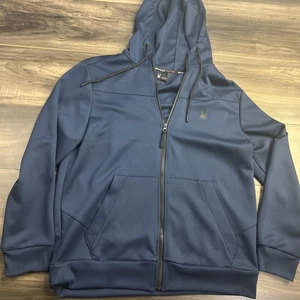 Spyder Active Sweatshirt Men's Large Blue Full Zip Hoodie Long Sleeve - Picture 1 of 8