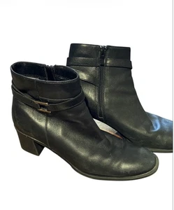 Prediction Comfort Ankle Boots Women's 7.5W Size Black Leather Zip Up - Picture 1 of 11