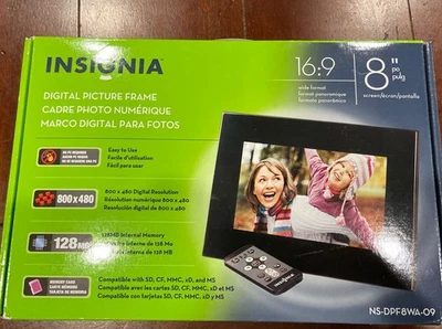 Insignia NSDPF8WA09 8" Digital Pic Frame 16:9 Wide Format 128mg Internal Memory - Image 1 of 4
