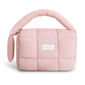 Cute Puffy Makeup Bag with Handle Quilted Cosmetic Organizer Waterproof Travel - Picture 1 of 6