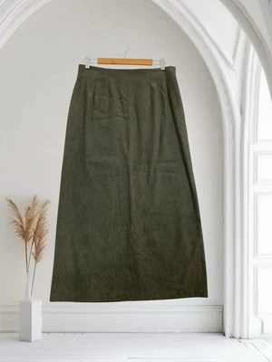 Falda midi de gamuza sintética Briggs para mujer talla 12 elástica otoño verde vacaciones elegante Foto 1 de 4