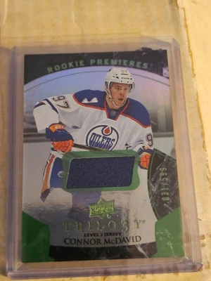 2015 16 Upper Deck Trilogy Rookie Jersey 31/599 Connor McDavid Edmonton Oilers - Image 1 of 2