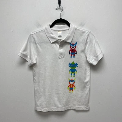 Gymboree Kids Boys White Comic Robot Super Heroes Short Sleeve Polo Shirt 10 - Image 1 of 4
