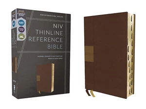 NIV with THUMB INDEX TABS Reference Bible with Red Letter [Brown] - Picture 1 of 5
