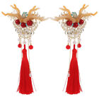 2 Pairs Dragon Horn Tassel Hairpin New Years Clips Chinese Style