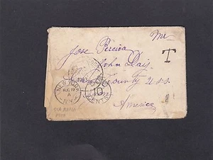 AZOREN COVER VON SANTA MARIA NACH USA 10 CENT FÄLLIGE BRIEFMARKE (1903) - Bild 1 von 2