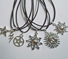 Charm Pendant Necklace Tibetan Silver Leather Cord Retro Vintage Gift UK