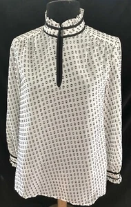 Túnica manga larga J.Crew negra, gris y marfil con volantes transparentes - talla 00 - Imagen 1 de 2
