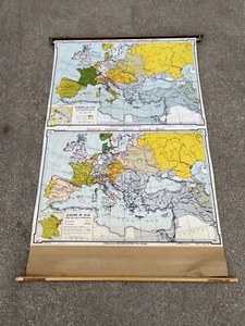 Vtg Denoyer-Geppert pull down school Map H12 Europe in 1648 & H13 Europe in 1740 - Picture 1 of 18