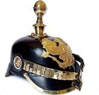 Black German Pickelhaube Helmet | Leather Pickelhaube Imperial Prussian Helmet R