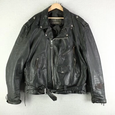 Chaqueta Harley Davidson de cuero Frontier para hombre 56 2XL XXL negra doble jinete años 80 Foto 1 de 4