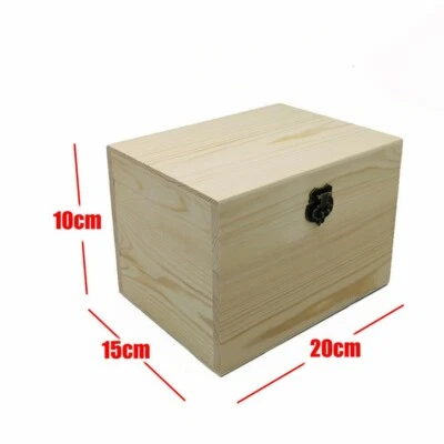 Wooden Treasure Chest Wood Box Case Jewellery Keepsake Trinket Storage - Image 1 of 4
