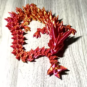 Stampato in 3D. Drago cinese rosa e corallo 12". Giocattolo articolato Flexi. Ottimo regalo - Foto 1 di 7