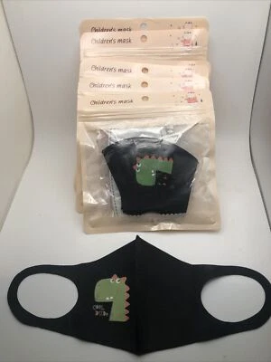 6 New Children's Dinosaur "Cool Dude" Cloth Face Mask 1 opened Small Sz w/filter - Image 1 of 2