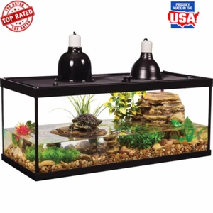 20 Galn Deluxe Turtle Tank Kit W/ Filter Heating Lamps Basking Platform Home New - Picture 1 of 8