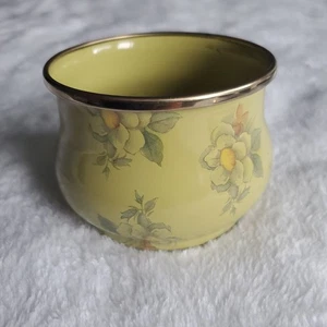 MacKenzie-Childs Enamel Stacked Sugar Bowl Yellow Roses/Flower Market 3" No Lid - Picture 1 of 6