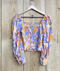 Free People Floral Cropped Top Sz Small - Picture 1 of 5